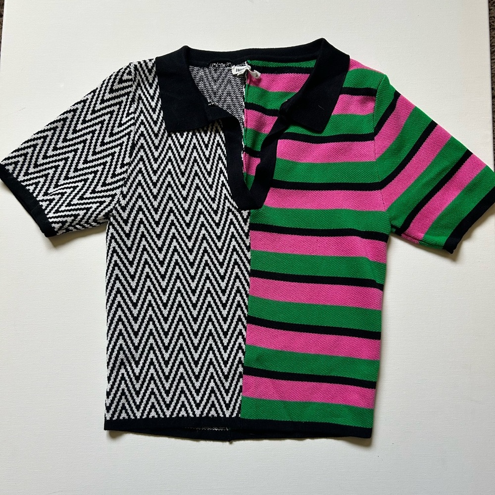 Patterned 🧶 Knit Collar Crop Top